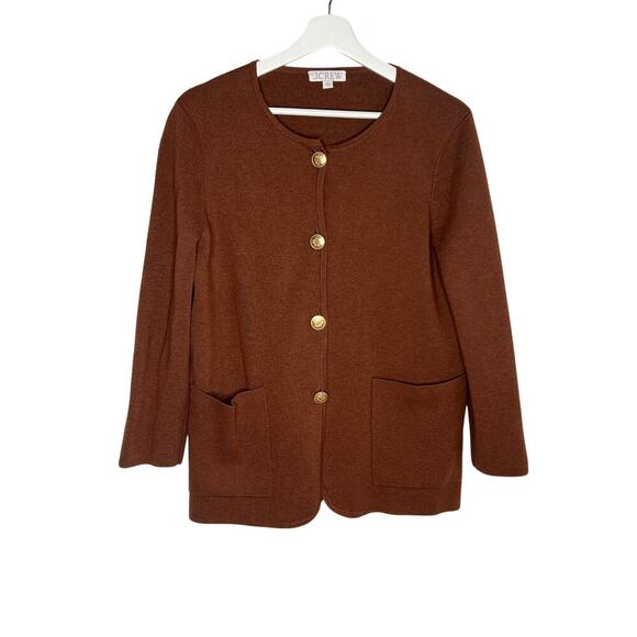 J. Crew Giselle Long Sleeve V-Neck Button-Front Sweater-Blazer Heather Walnut XS - Picture 3 of 12